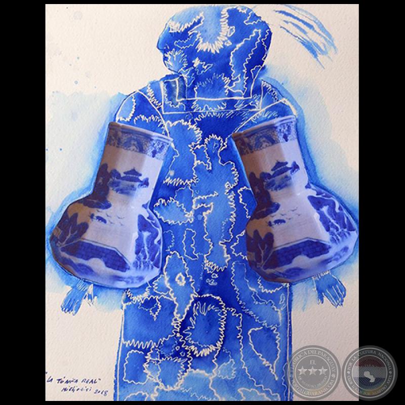 La túnica real - Serie AZUL dibujo sobre papel de Ricardo Migliorisi - Año: 2018